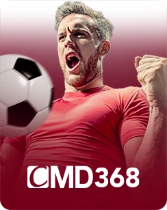 CMD368 promotional image featuring an excited male football fan in a red shirt with clenched fists and a soccer ball