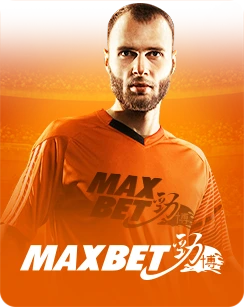 Maxbet promotional image of a male athlete in an orange jersey, with MAXBET branding and a glowing stadium background