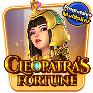 Cleopatra’s Fortune slot icon with an Egyptian queen, golden headpiece, and Progressive Multiplier badge