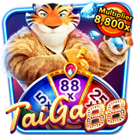 TaiGa 88 slot icon with a stylish tiger character, sparkling diamonds, and a colorful 8,800x multiplier wheel