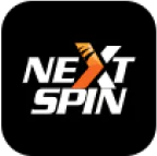 Nextspin logo with bold white text and an orange “X” designed like a spinning reel on a black background