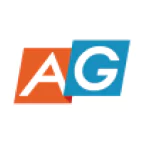 Asia Gaming logo with bold white letters "A" on an orange square and "G" on a blue square, slightly overlapping on a white background