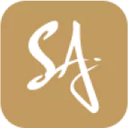SA Gaming logo with elegant white “SA” initials on a gold background