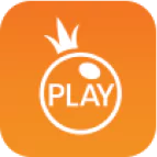 Pragmatic Play logo featuring a white stylized crown and circle with the word “PLAY” on an orange gradient background